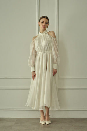 9/8 19時予約開始<br>Open Shoulder Lace Dress <br> -Off white-