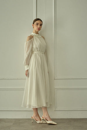 9/8 19時予約開始<br>Open Shoulder Lace Dress <br> -Off white-