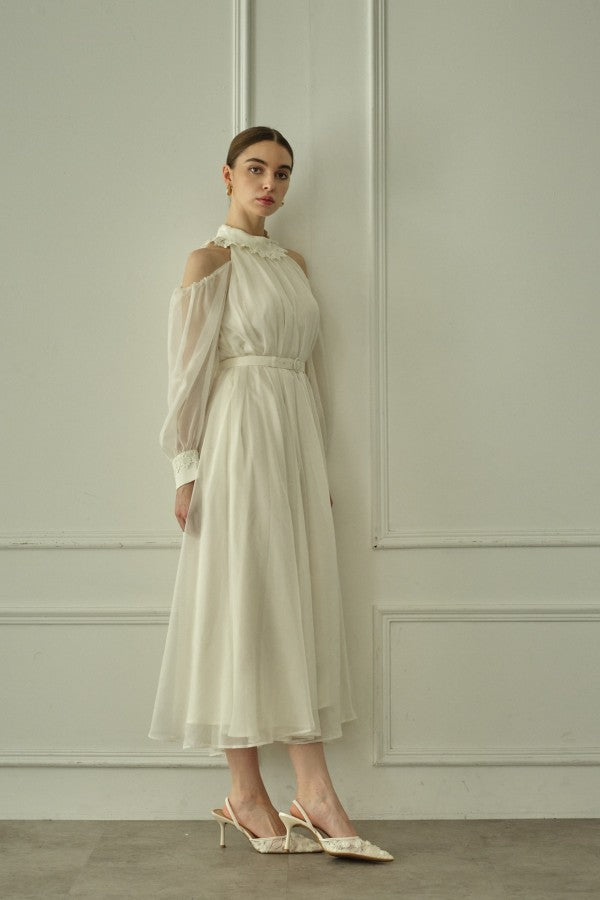 9/8 19時予約開始<br>Open Shoulder Lace Dress <br> -Off white-