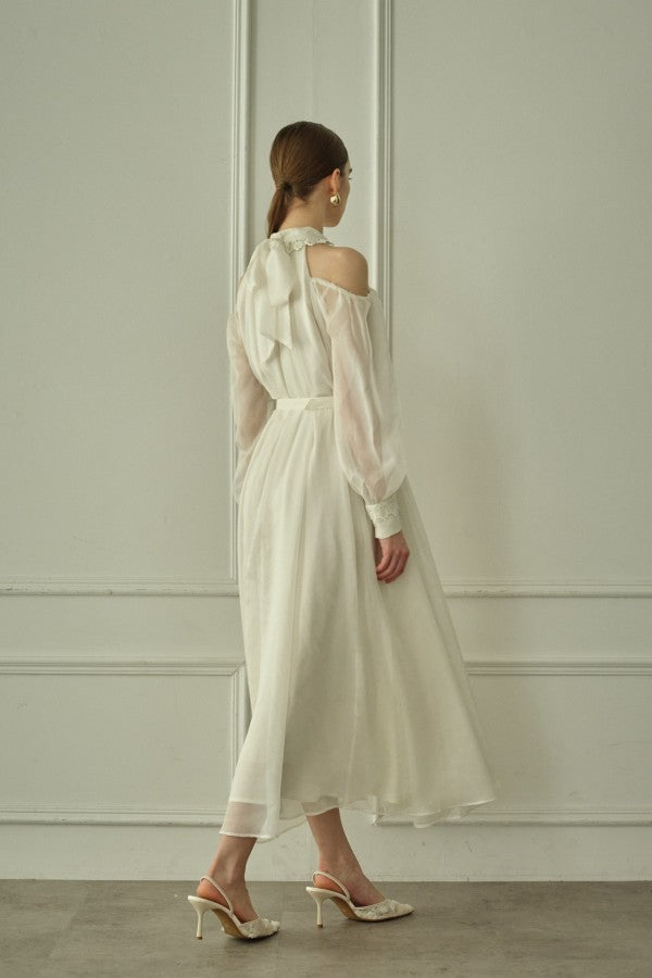 9/8 19時予約開始<br>Open Shoulder Lace Dress <br> -Off white-