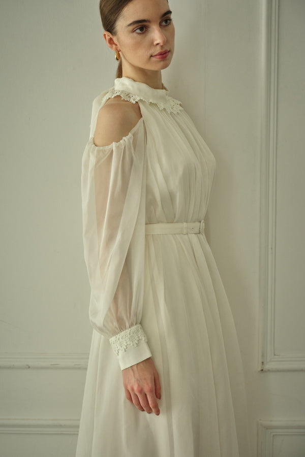 9/8 19時予約開始<br>Open Shoulder Lace Dress <br> -Off white-