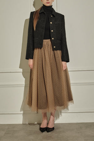 9/8 19時予約開始<br>Prism Veil Tulle Skirt <br> -Brown-