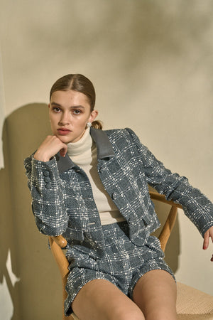 Tweed Check Jacket  <br> -Gray.check-