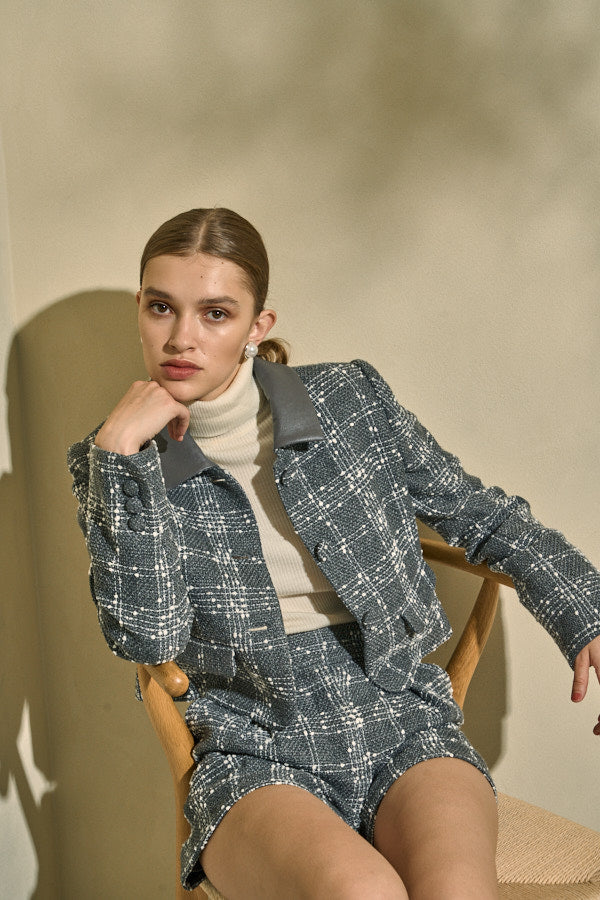 Tweed Check Jacket  <br> -Gray.check-