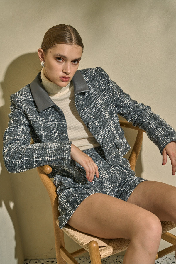 Tweed Check Jacket  <br> -Gray.check-