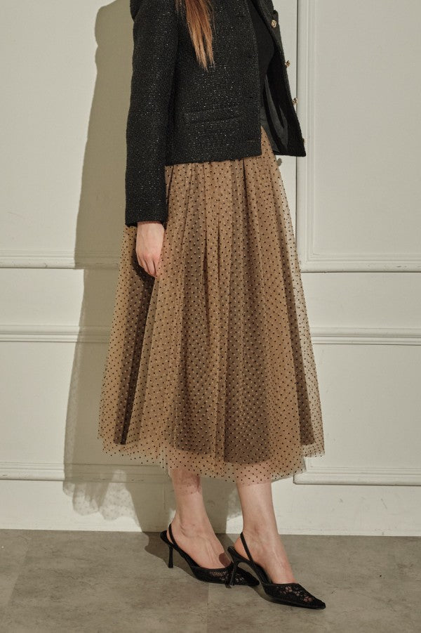 9/8 19時予約開始<br>Prism Veil Tulle Skirt <br> -Brown-
