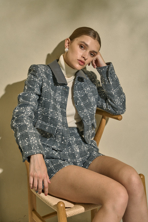 Tweed Check Jacket  <br> -Gray.check-