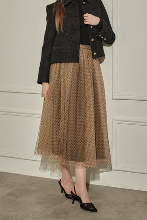 9/8 19時予約開始<br>Prism Veil Tulle Skirt <br> -Brown-