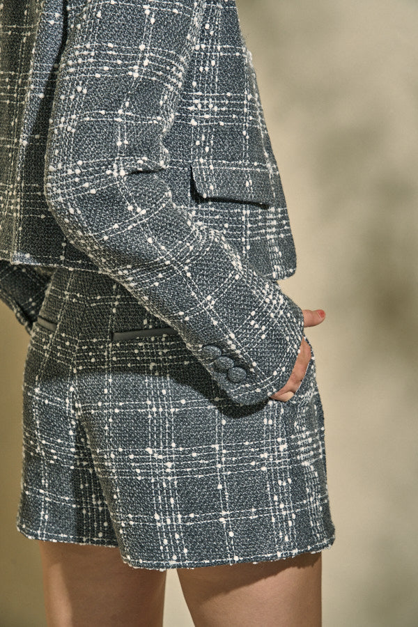 Tweed Check Shorts <br> -Gray Check-