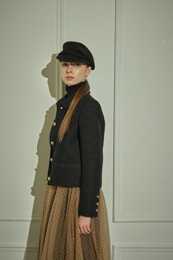 9/8 19時予約開始<br>Éclat Wool Tweed Jacket <br> -Black-