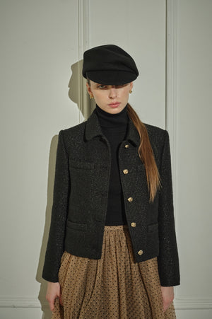 9/8 19時予約開始<br>Éclat Wool Tweed Jacket <br> -Black-
