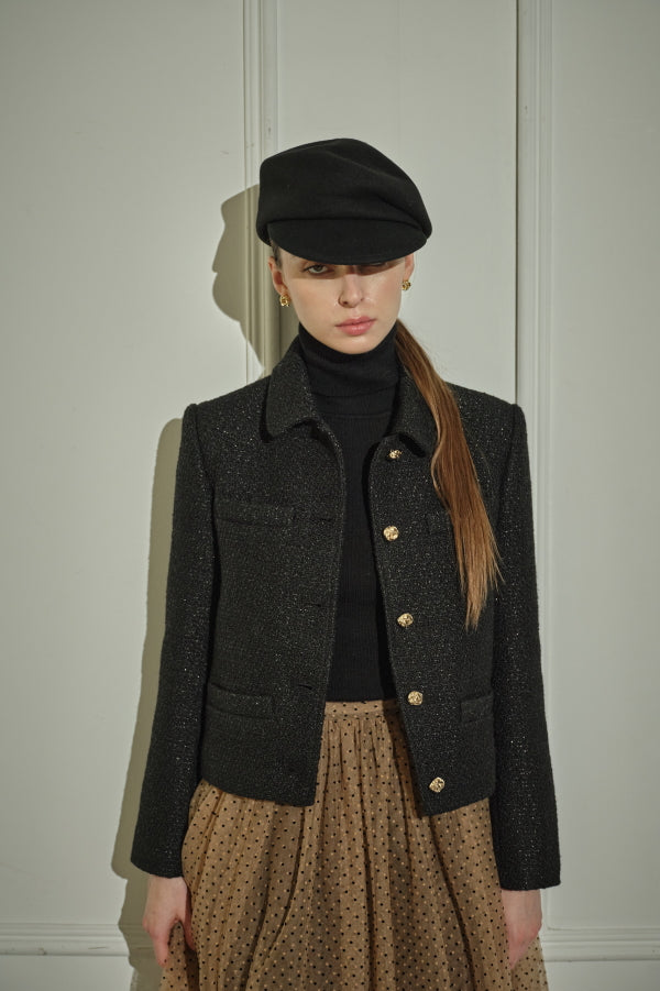 9/8 19時予約開始<br>Éclat Wool Tweed Jacket <br> -Black-
