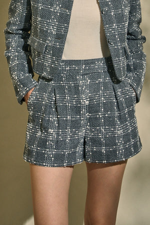 Tweed Check Shorts <br> -Gray Check-