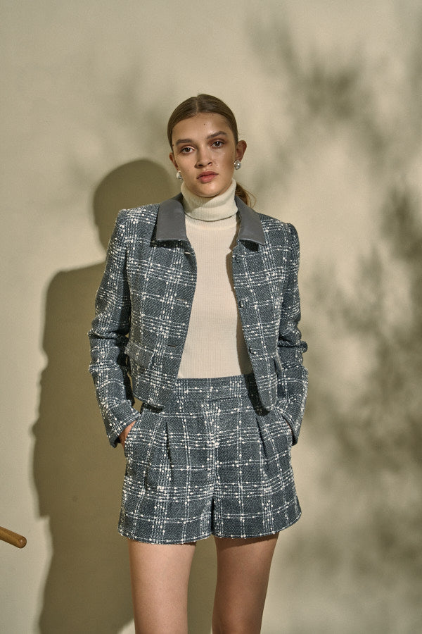 Tweed Check Jacket  <br> -Gray.check-