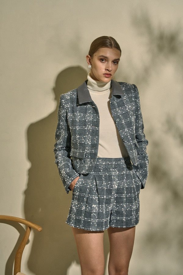 Tweed Check Jacket  <br> -Gray.check-