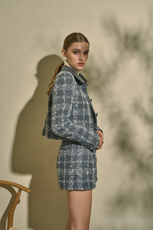 Tweed Check Jacket  <br> -Gray.check-