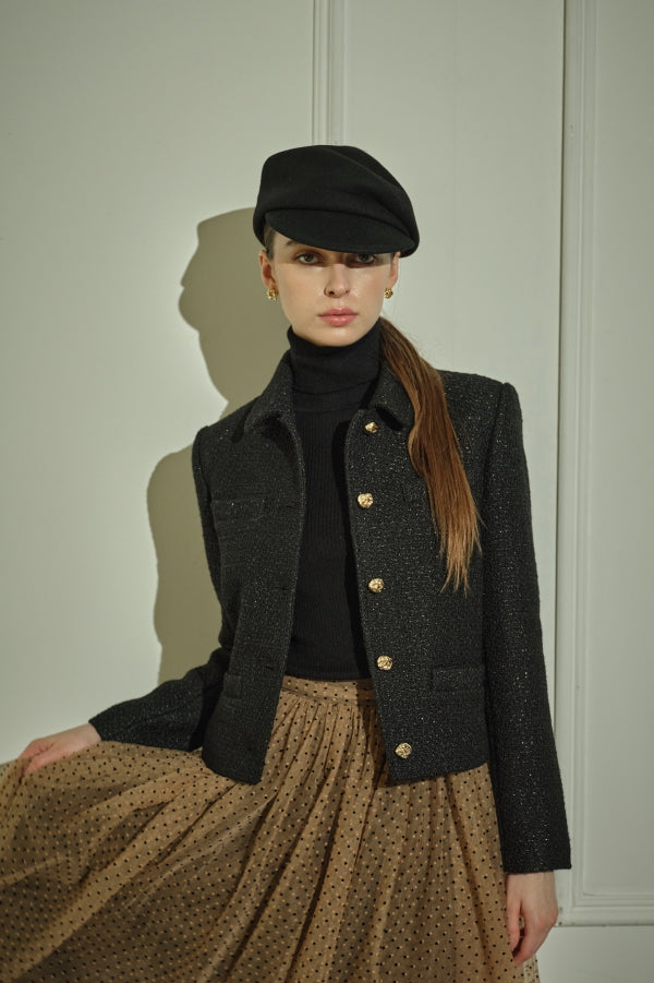 9/8 19時予約開始<br>Éclat Wool Tweed Jacket <br> -Black-