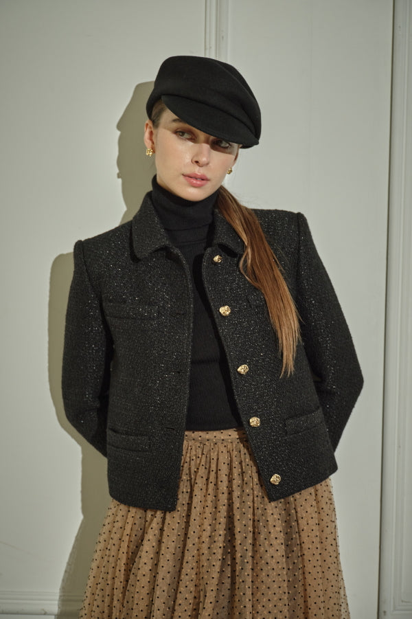 9/8 19時予約開始<br>Éclat Wool Tweed Jacket <br> -Black-