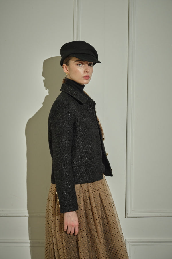 9/8 19時予約開始<br>Éclat Wool Tweed Jacket <br> -Black-