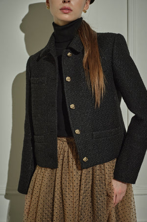9/8 19時予約開始<br>Éclat Wool Tweed Jacket <br> -Black-