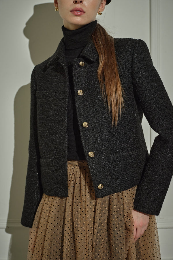 9/8 19時予約開始<br>Éclat Wool Tweed Jacket <br> -Black-