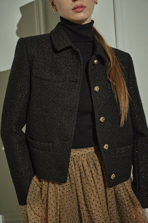 9/8 19時予約開始<br>Éclat Wool Tweed Jacket <br> -Black-