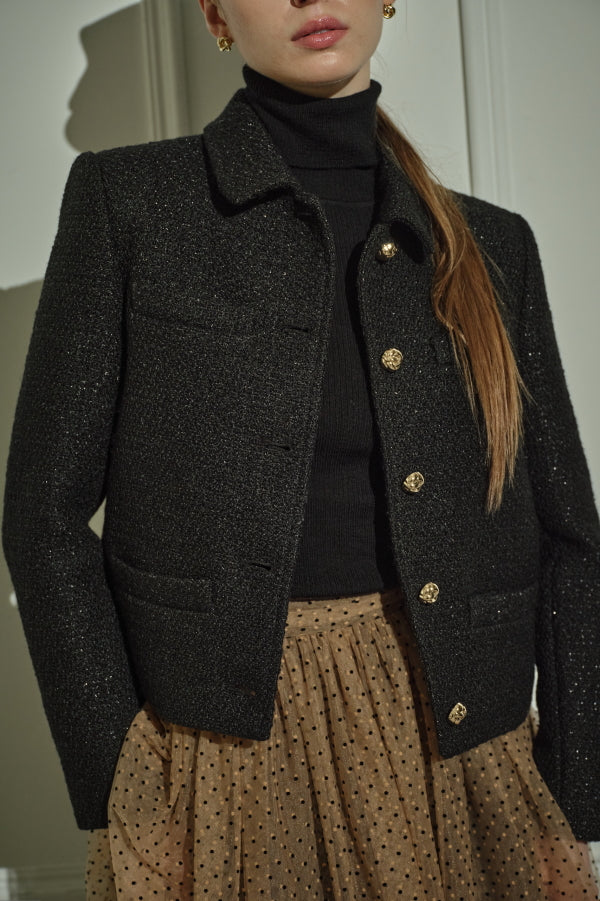 9/8 19時予約開始<br>Éclat Wool Tweed Jacket <br> -Black-