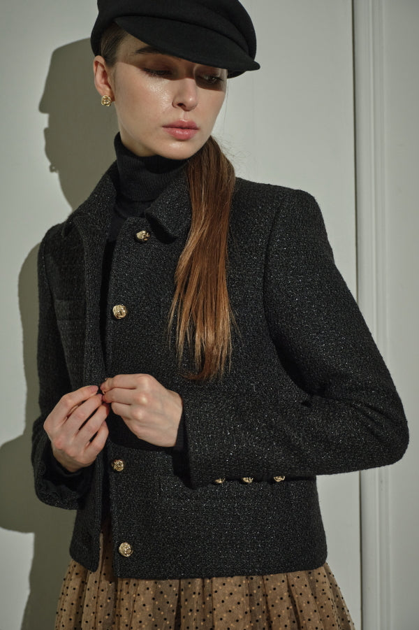 9/8 19時予約開始<br>Éclat Wool Tweed Jacket <br> -Black-