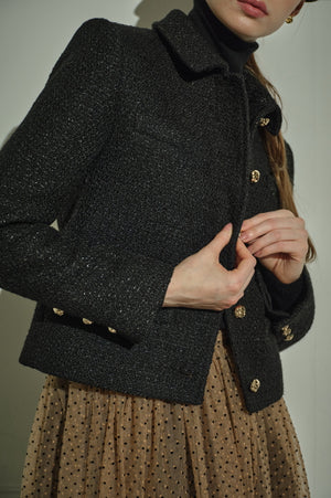 9/8 19時予約開始<br>Éclat Wool Tweed Jacket <br> -Black-