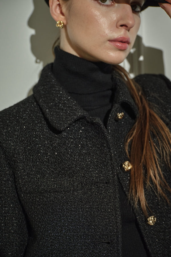9/8 19時予約開始<br>Éclat Wool Tweed Jacket <br> -Black-