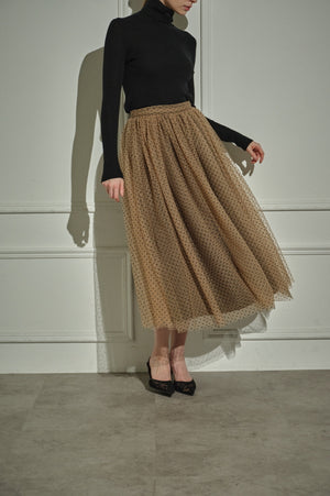 9/8 19時予約開始<br>Prism Veil Tulle Skirt <br> -Brown-