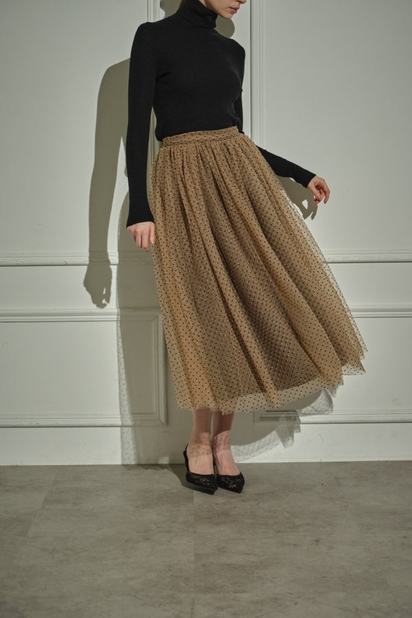 9/8 19時予約開始<br>Prism Veil Tulle Skirt <br> -Brown-