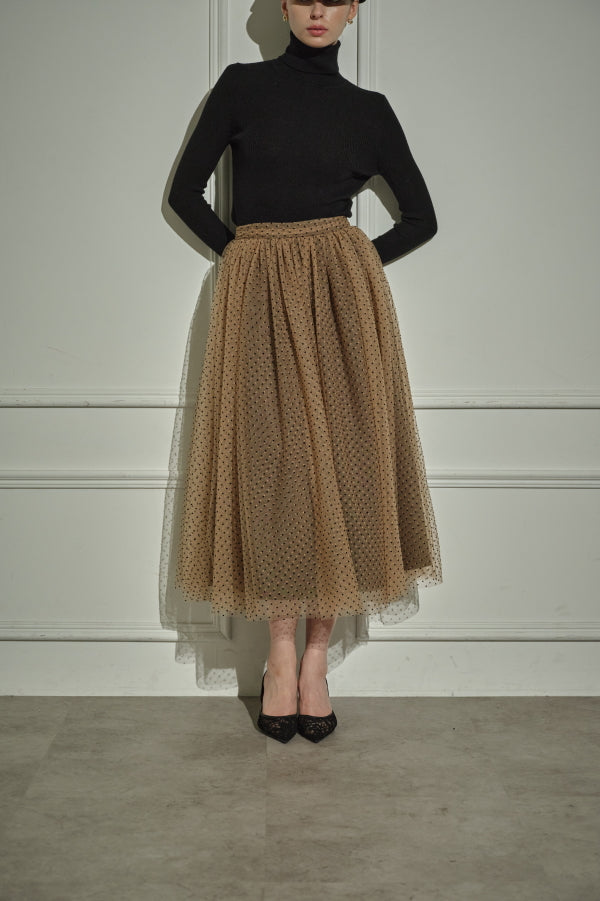 9/8 19時予約開始<br>Prism Veil Tulle Skirt <br> -Brown-