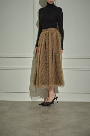 9/8 19時予約開始<br>Prism Veil Tulle Skirt <br> -Brown-