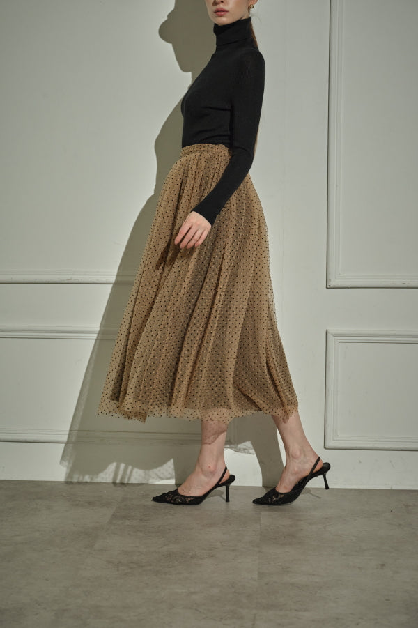 Prism Veil Tulle Skirt <br> -Brown-