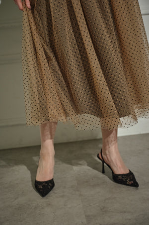 9/8 19時予約開始<br>Prism Veil Tulle Skirt <br> -Brown-