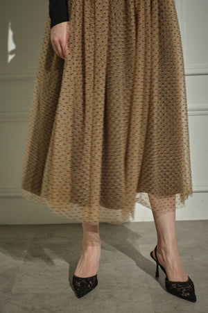 9/8 19時予約開始<br>Prism Veil Tulle Skirt <br> -Brown-