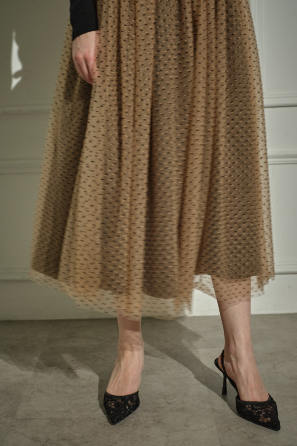 9/8 19時予約開始<br>Prism Veil Tulle Skirt <br> -Brown-