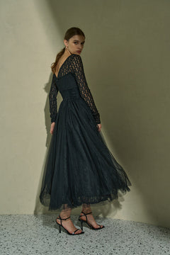 Ethereal Lace & Tulle One-piece  <br> -Black-