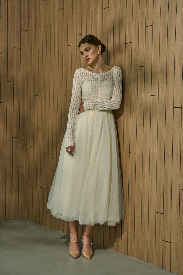 Ethereal Lace & Tulle One-piece -Ivory- – ERADIE