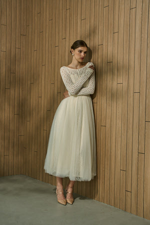 Ethereal Lace & Tulle One-piece  <br> -Ivory-