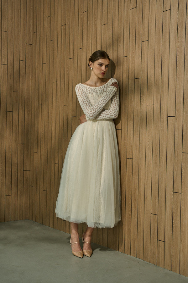 Ethereal Lace & Tulle One-piece  <br> -Ivory-