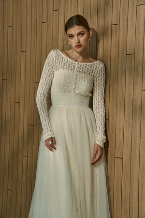 Ethereal Lace & Tulle One-piece  <br> -Ivory-