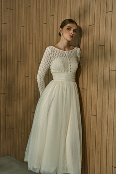 Ethereal Lace & Tulle One-piece  <br> -Ivory-
