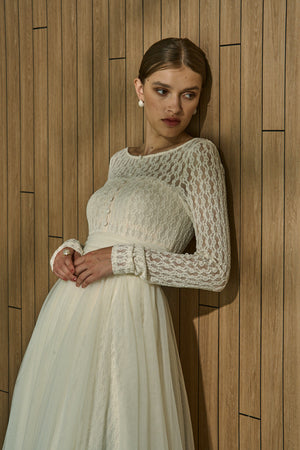 Ethereal Lace & Tulle One-piece  <br> -Ivory-