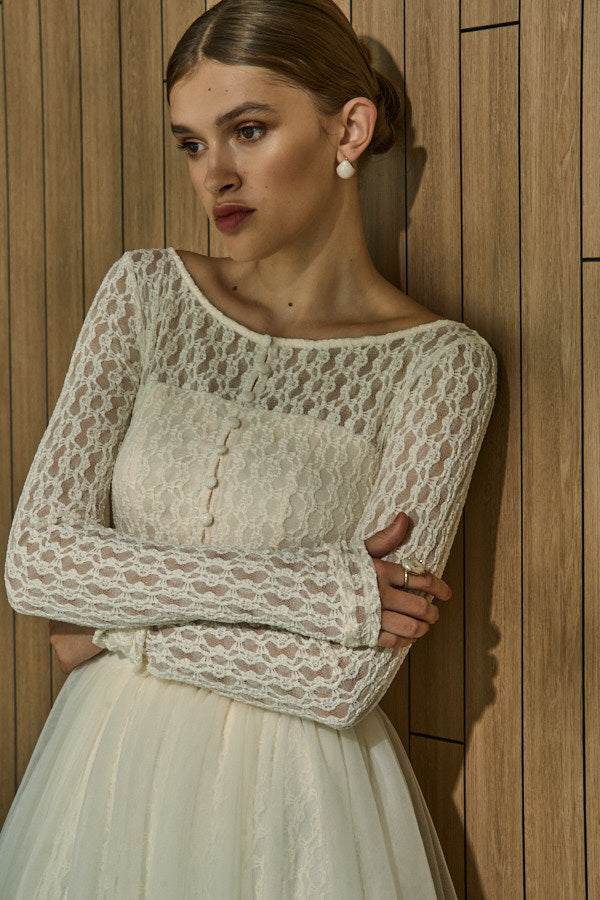 Ethereal Lace & Tulle One-piece -Ivory- – ERADIE