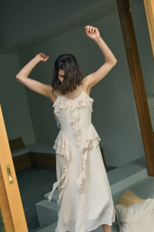 ワンピース strawberry13804 Raffle Shifon one-piece -Ivory- – ERADIE