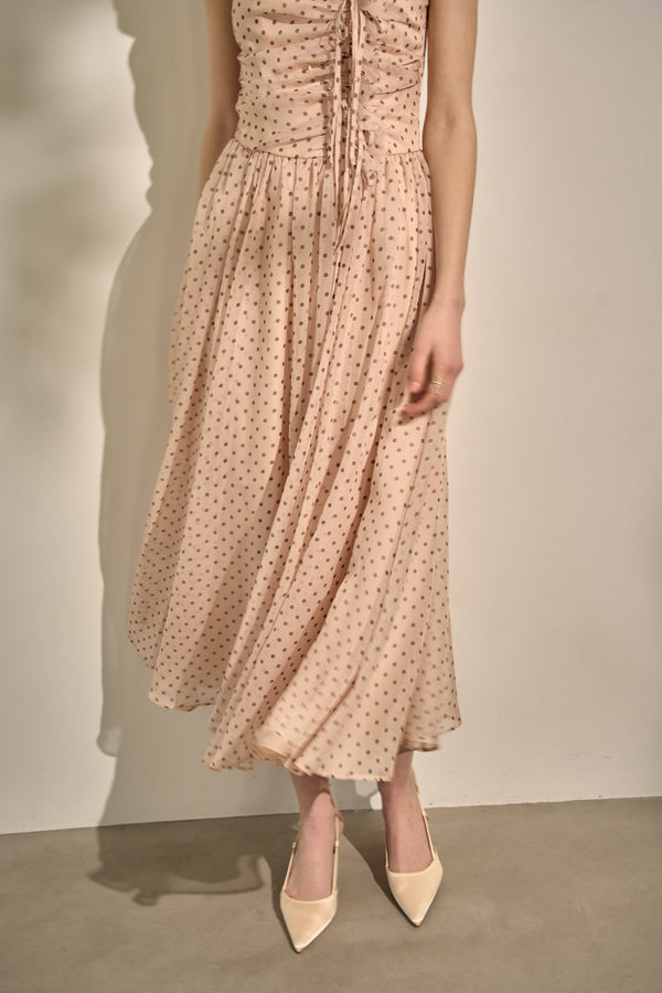 Asymmetric Off-Shoulder Drape One Piece <br> -Mauve×br dot-