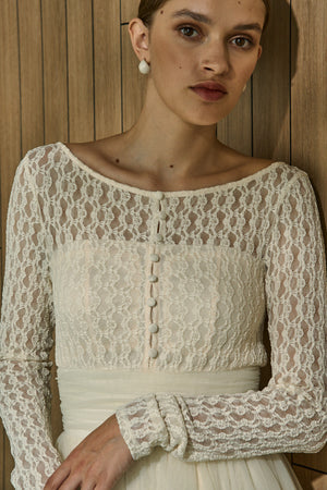 Ethereal Lace & Tulle One-piece  <br> -Ivory-
