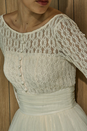 Ethereal Lace & Tulle One-piece  <br> -Ivory-